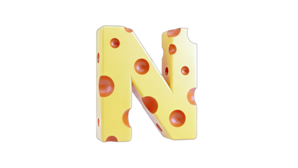 Cheese Letter N on White Background