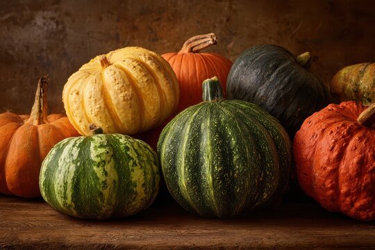 Vibrant Autumn Pumpkins and Squash: A Celebration of Ripe, Colourful Cucurbits for Seasonal Cookery