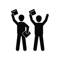 People Holding Passports And Tickets Icon