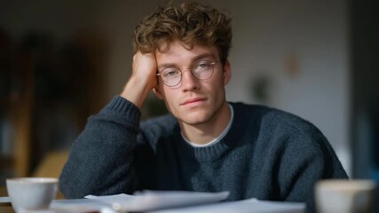 A startup founder rewriting a failed business plan, notes and coffee cups scattered across the table, symbolizing resilience and learning from early mistakes. cinematic color correction, natural