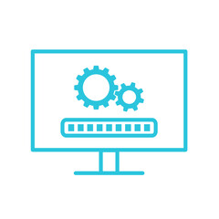 Update process completed icon, Symbol Isolated on white. Blue icon