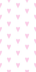 Seamless pattern pink hearts on white background