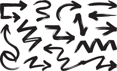 Obraz premium Hand-drawn brushstroke arrows collection