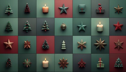 Christmas decorations and ornaments on colorful background