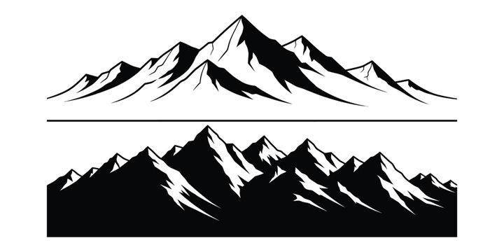 mountains alpine skyline silhouette vector