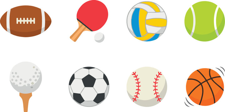 Sports equipment icons set