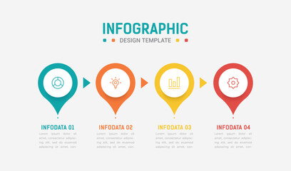 Four Step Infographic element design Vector template for presentation. process diagram and presentations step, workflow layout, banner, flow chart, info graphic vector illustration
