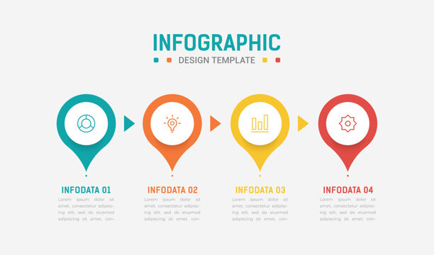 Four Step Infographic element design Vector template for presentation. process diagram and presentations step, workflow layout, banner, flow chart, info graphic vector illustration
