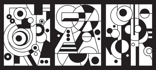 minimalist black white geometric art for wall decoration