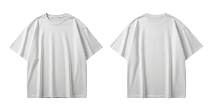 Blank White Oversized T-Shirt Mockup Front and Back View Isolated on Transparent