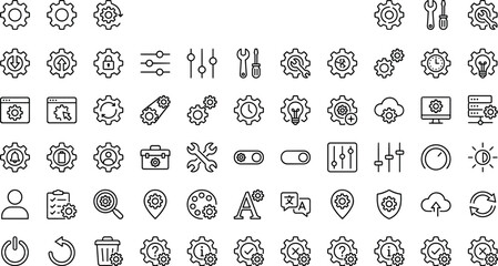 settings, gear, tools, icons, vector, system, UI, interface, configuration, maintenance, control, software, user, sliders, toolbox