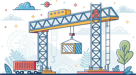 Minimalist Gantry Structure Icon Vector Design