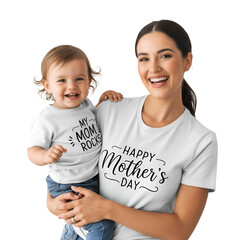 Loving Mother  Child Smiling  Joyful Family Bond on White