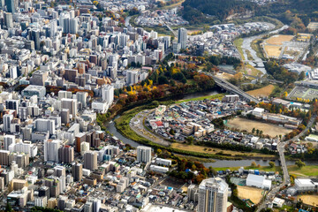 仙台市の川内地区を空撮