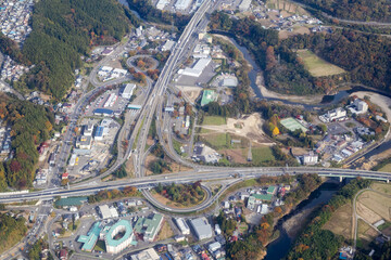 東北自動車道の仙台南インター付近を空撮