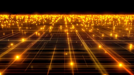 Black background with a bright yellow line of dots. The dots are arranged in a grid pattern