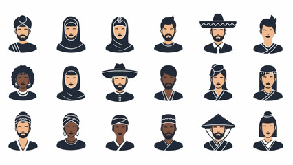 Diverse group of people icons representing different cultures and ethnicities.