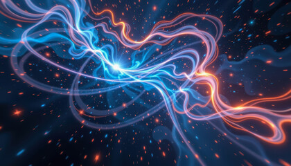 Energetic blue nebulae cosmic dance deep space digital artwork galactic environment abstract viewpoint