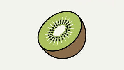 A vibrant half kiwi fruit sliced open showing its juicy interior.