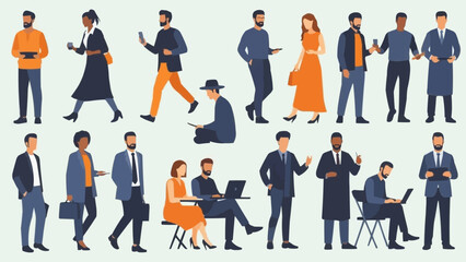 Diverse group of people in business and casual attire.