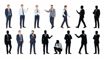 Collection of Diverse Business Professionals Posing in Various Stances.