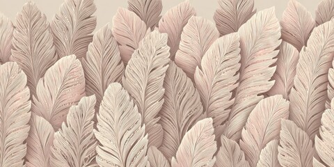 Beige and blush textured leaves, layered design