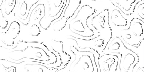 Black and White Abstract Topographic Contour Lines with Grunge Texture on White Background, Organic Pattern