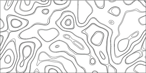 Bold black contour lines form an abstract, organic pattern across a clean white background, resembling topographical maps or flowing natural forms, ideal for graphic design and artistic backgrounds