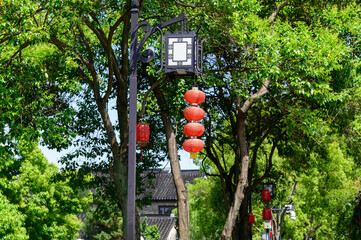 Fototapeta premium 中国にある蘇州のとても美しい街並み風景A beautiful cityscape of Suzhou, China