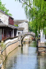 中国にある蘇州のとても美しい街並み風景A beautiful cityscape of Suzhou, China