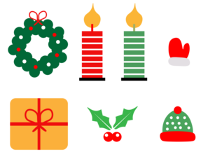 Set of Christmas icons.. Traditional Christmas decoration in flat design.