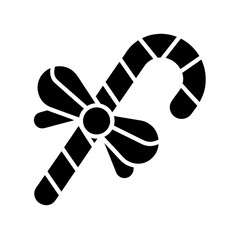 candy cane icon black silhouette vector illustration on transparent background