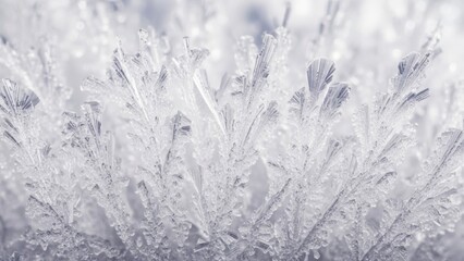 Close Up Macro Of Ice Crystals Forming Delicate Structures Keywords: ice, frost, crystals, macro