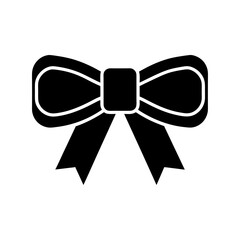 christmas ribbon bow icon black silhouette vector illustration on transparent background