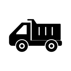 garbage truck icon black silhouette vector illustration on transparent background