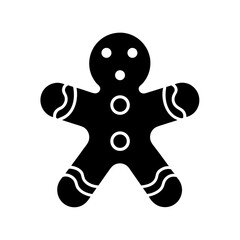 gingerbread man icon black silhouette vector illustration on transparent background