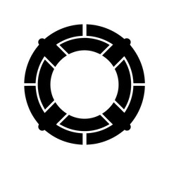 lifebuoy icon black silhouette vector illustration on transparent background