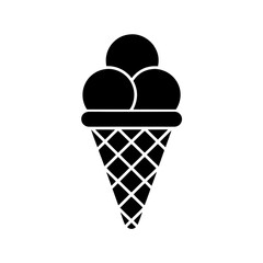 ice cream cone icon black silhouette vector illustration on transparent background