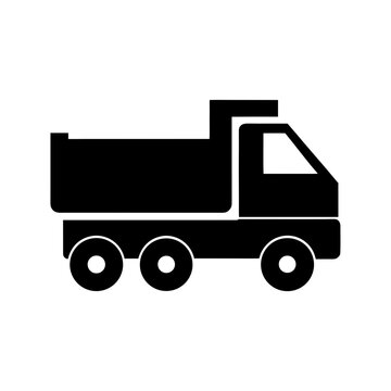 flatbed truck icon black silhouette vector illustration on transparent background