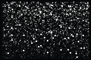 Falling Snow Particle Background Vector Texture. Abstract falling snow particle background vector featuring scattered white dots on dark background.