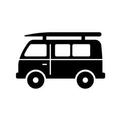 surf van icon black silhouette vector illustration on transparent background