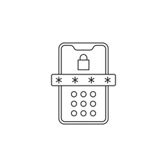 Outline Mobile Phone Security Passcode Pin Lock Screen