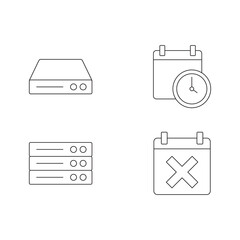 Line Technology Icon Set Server Storage Time Delete Cancel