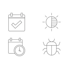 Line Art Icon Set Schedule Time Sun Mode Bug Error