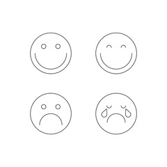 Line Face Emoji Set Happy Sad Neutral Crying Emotions