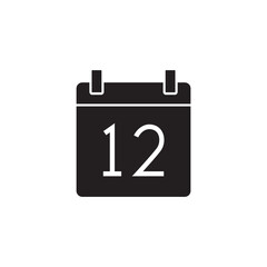 Solid Calendar Icon Showing Specific Date Number Twelve