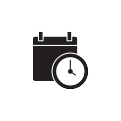 Solid Calendar Icon Combined with Clock for Timed Events