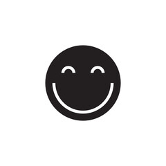 Solid Happy Face Emoji Icon with Simple Gentle Smile