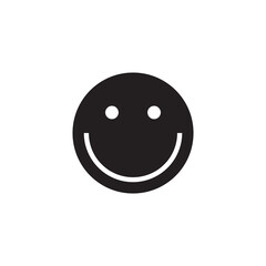 Simple Solid Happy Face Emoji Vector Icon Smiling