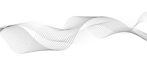 Abstract smooth wave on a white background. Dynamic sound wave flowing wave lines. Abstract background with silver waves for banner. Medium banner size. Vector background with lines. Victor 10 